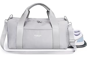 PHSYNI Sporttasche Reisetasche für Damen und Herren,wasserdichte Handgepäcktasche,Trainingstasche für Reisen Schwimmenmit Schuhfach und Nassfach,Griff aus PU Leder
