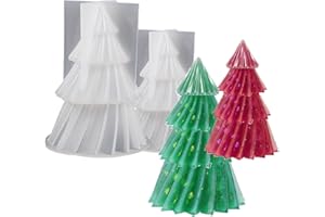 XNSHUN Lot de 2 moules à bougie 3D en silicone pour sapin de Noël - Pour la fabrication de bougies de Noël et de fête