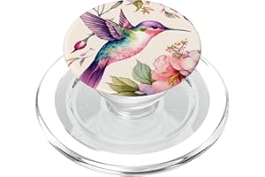 Kolibri-Blumenwatercolor-Rosa-lila Farben-Blumen PopSockets PopGrip für MagSafe