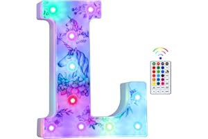 Beality Lettres Lumineuses, Licorne LED 18 Couleurs Changeantes 26 Lettres Lumineuse, Licorne Lumineuses pour Femme Filles Cadeau Anniversaire Noël Chambre à Coucher Fête Décoration (L)