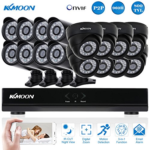 KKMOON 16CH Voll 960H/D1 800TVL CCTV ¨¹berwachung DVR HDMI P2P Onvif Digital Video Recorder + 8 * Indoor Dome Kamera + 8 * Outdoor wetterfest Bullet-Kamera + 16 * 60ft Kabel unterst¨¹tzt IR-CUT¡­