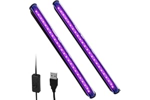 Vegena 2 Pièces Barres De Lumière Noire Portable, UV LED Tube Lampe Violette Avec Prise Pour Soirée, Peinture Fluo, Aquarium, Affiche Fluorescente
