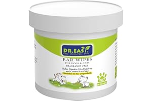 DR. EASY Dr.Easy 120ct Haustier-Ohrenpflegetücher für Hunde und Katzen parfümfrei, hilft Wachsablagerungen aufzulösen,das Geruch die Kompostierbarkeit des Ohrs zu kontrollieren, natürliche Reinigung