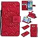 Produktbild Lonchee Samsung Galaxy A5 Leder Wallet Tasche Brieftasche Schutzhülle , Sonnenblumen geprägten Muster Design Hochwertige PU Leder Folio Tasche Case Hülle im Bookstyle mit Standfunktion Kredit Kartenfächer (Rote)