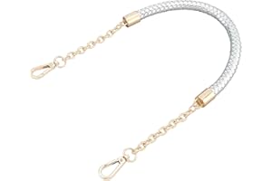 WADORN Handtaschen Kettengriff, 61cm PU Leder Geflochtener Taschengriff Schultergurt Ersatz Handtaschen Clutch Taschengriff Mit Gold Drehschnallen Zubehör Für Die Taschenherstellung (Silber)