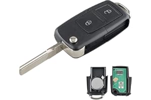 Heart Horse 433Mhz 2 Botones Carcasa Mando Llave Coche para Volks-wagen V w Bora Go-lf Po-lo Passat Transporter Seat Ibiza Sko-da Superb Octavia Llave Funda con Batería y ID48 Chip (OEM:1J0959753AG)