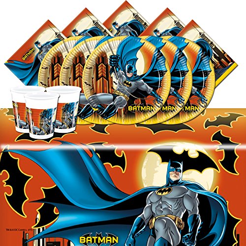 Batman Party-Set mit jeweils 8 Tellern/Bechern/Servietten und Tischdecke