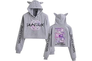 Pdaidou Sweats À Capuche Kpop D-De-Mon H-Hunters Merch Oreille De Chat Sweats À Capuche Courts Mode Filles Mignon Sweat À Manches Longues Hauts Décontractés Hoodie