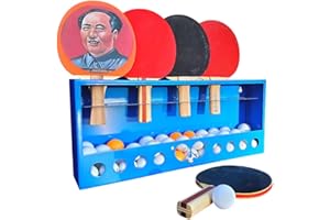 JBI BlackSteel Ping Pong Paddle Storage Rack - Wall Mounted Table Tennis Racket Display Unit for 5 Paddles and Balls - Perfect for Game Room, Garage and Home - Sports, Shed, Storage, Vintage