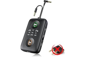 TQPXZO Bluetooth 5.4 Transmitter y Receptor Bluetooth Jack 3.5 mm con Doble clinge, 2 en 1 para avión, TV, Coche y estéreo, Divisor Bluetooth para 2 Auriculares