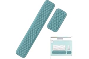 Giecy Ergonomic Wrist Rest Set - Mouse and Keyboard Support, Relief for Home Office, Laptop, Gaming, Typing with Memory Foam Massage Holes (Green)