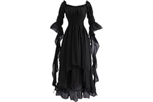 Fiamll Viktorianisches Kleid Renaissance Kostüm Frauen Gothic Hexenkleid Mittelalterliches Hochzeitskleid