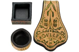 KONLLEN Skórzany grawerowany uchwyt na kredę torba garbowana roślinnie skóra basen kij snooker ciche akcesoria bilardowe