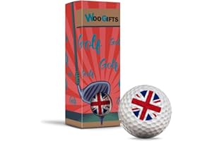 Destination Vinyl Ltd 3 x Golf Balls in the Box - Union Jack UK British Flag England Joke Funny Golfing Golfer Fan Club Sport Wedding Dad Husband Friend Men Boys Ball Gift #9067