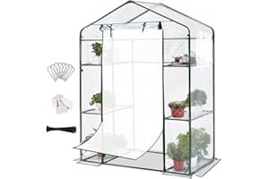 Quictent Mini Walk-in Greenhouse 3 Tiers 6 Shelves Plants Garden Green House for Indoor Outdoor 56"x29"x77"- 50 Pcs Plant T-Type Tags Include
