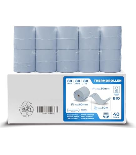 THERMALKING Thermorollen 80 mm x 80 mm x 12 mm [voor bonprinters zoals Epson, IBM & co.] - bonrollen 80 x 80 x 12 thermo - kassarollen thermisch papier - geschikt voor printsystemen met
