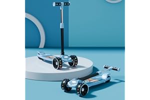Lifelong Foldable Kids Kick Scooter with LED Wheels & Adjustable Height - Capacity 50kg- for Baby 3+ Year Old boy & Girl - Skate, Blue