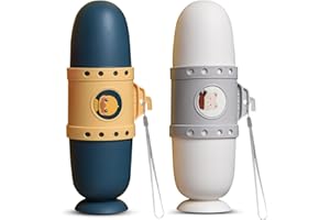 Jadin Estuche Cepillo Dientes Viaje para Niños 2 Piezas, Caja para Guardar Cepillo de Dientes y Pasta, Funda Cepillo Dientes Taza de Cepillo de Dientes Portátil de Plástico para Viaje Hogar Camping