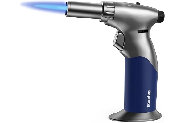 Sondiko Köksbrännare Med Dubbel Justerbar Flamstorlek, Mini Blow Torch, PåFyllningsbar KöKsfackla Med Kontinuerligt FlamlåS FöR Creme Brulee, Matlagning (Butangas IngåR Ej)