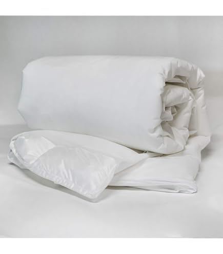 Linnea Copripiumino 300x240 Cm In Percalle Di Cotone Puro - Reversibile Con Piume E Nastri, Bianco Lino E Grigio, Made In France