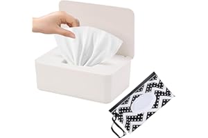 SEPSCO Porta Salviette Umidificate 2Pezzi, Scatola Salviettine Neonato e Sacchetti-Salviette Grande Salviettine Dispenser con Coperchio Antipolvere Impermeabile Riutilizzabile per Home Bagno Office