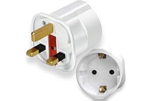 LONGGOEARN 1 Pack European to UK Plug Adaptor, EU to UK Plug Adapter with 13A Fuse, European to uk plug Adapter 2 Pin Plug Adaptor to 3 Pin for Travel, Electronics & Devices (Not for Shavers or Toothbrushes)