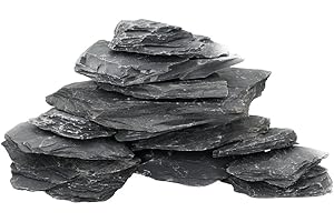 Unocho Pierres d’Ardoise Naturelle 4,5KG Plateforme de Bain de Soleil pour Reptiles, Pierres décoratives pour aquascaping Aquariums terrariums paludariums Jeux de Guerre Jardins Miniatures (5-15 cm)