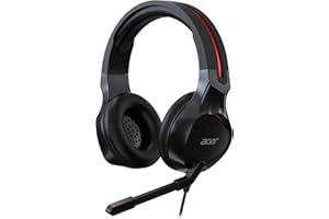Acer Nitro Gaming, Cuffie Gaming, con Cavo jack 3.5 mm, Impedenza 21 Ohm, Sensibilità 100 dB, Driver 50 mm, Microfono Boom e Omnidirezionale flessibile da 6”, Leggere, Windows 7/8/8.1/10/11