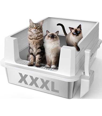 GOYJOY XXXL Katzenklo Edelstahl - Geschlossene Katzentoilette 71x51x43 Cm