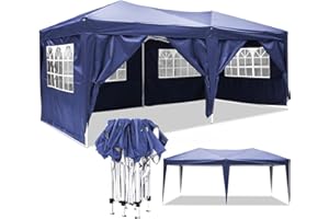 COBIZI YUEBO Gazebo 3x6 m Pieghevole Impermeabile con 6 Pareti Gazebo Richiudibile Gazebo da Giardino Protezione UV Tendone per Feste, Esterno