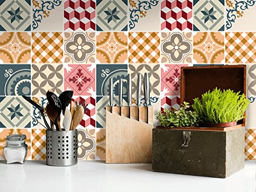 Fliesenaufkleber Fliesenfolie | Selbstklebende Fliesenbilder für Badezimmerfliesen und Fliesenspiegel | Küche renovieren mit Klebefliesen | 15×15 cm Motiv Swedish Tiles – 20 Stück - 2
