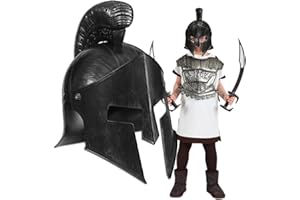 NET TOYS Casque de Gladiateur pour Enfant heaume Romain Calotte Romaine Enfant Spartacus 300 Casque de Gladiateur Antiquité Armure Guerrier Couvre-Chef déguisement de Carnaval Accessoires