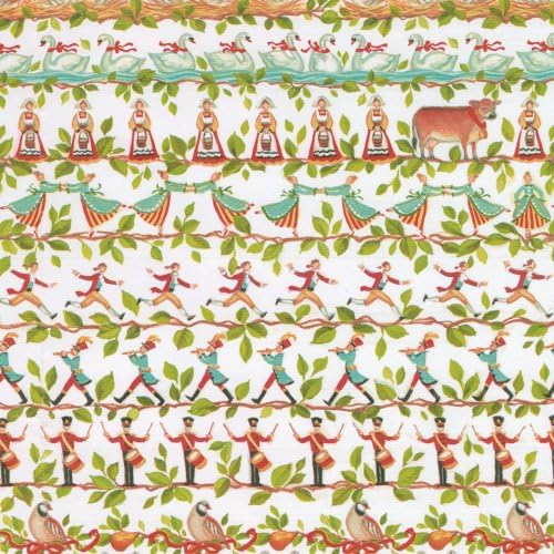 Caspari Giftwrap Roll 12 Days, Multi-Colour