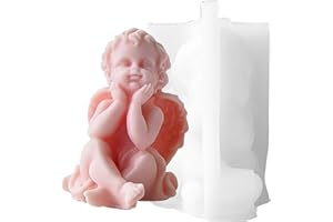 Goldyida Stampo in silicone 3D a forma di angelo 3D, per candele, in silicone, per realizzare stampi a forma di angelo, per sapone, artigianato, ornamenti (A)
