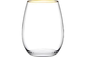 PASABAHCE Amber - Juego de 6 vasos de cristal transparente con borde dorado, 35 cl
