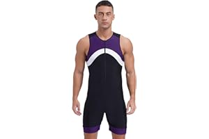 Hedmy Mens One Piece Bodysuit Wetsuit Sleeveless Front Zip Swimming Surfing Swimsuit Sun Protection Swimwear