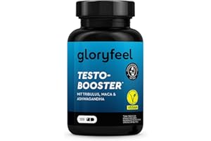 ‎GLORYFEEL Testo-Booster* Kapseln - 10 mg Zink und 55 µg Selen pro Tag - mit schwarzer Maca, Ashwagandha, Tribulus - 120 vegane Kapseln für Sport & Wohlbefinden (3 Stück am Tag) - 1-Monats-Kur - laborgeprüft