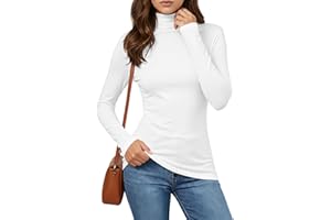 Cuptacc Langarmshirt Damen Basic Pullover Rollkragen Langarm Tshirt Damen Slim Fit Gerippte Rollkragenpullover Lässig Komfort Oberteile