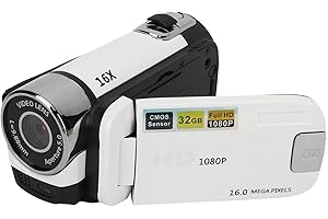 JECTSE Videocámara con Cámara de Vídeo, 1080P, 16 MP, Zoom 16X HD, Videocámara con Pantalla Giratoria de 2,4 Pulgadas, Grabadora de Vídeo Portátil con Luz de Relleno y Orificio de Rosca