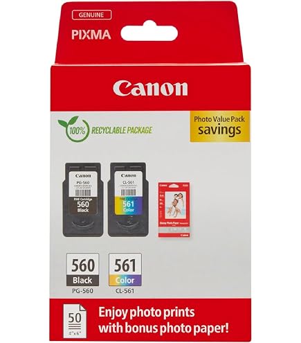 Eurotone Druckerpatronen Multipack – Kompatibel Für Canon Pixma TS/TR-Serie (PG-560XL & CL-561XL), 1x Schwarz + 1x Farbe, Hohe Seitenleistung