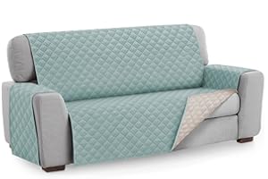 TEXTIL-HOME Textilhome - Salvadivano trapuntato Copridivano MALU 3 posti REVERSIBILE. Colore Acquamarina