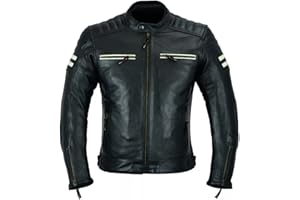 JACKET4U Motorradlederjacke für Herren, schwarz, perforiertes Leder, CE-Protektoren, MBJ-12A