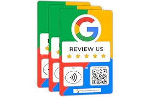 Google Tap Cards | Review QR Code | Contactless Review Card | NFC One Tap Only Card (3 Pack Google Cards)