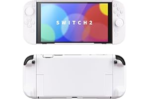 playvital per Switch 2 Cover Rigida Dockable, Custodia Protettiva Supporto Pieghevole Accessori per Nintendo Switch 2 Console, Copri Tasti & Gommini per Joycon 2, Bianco