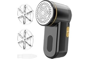 Z-TIISON Electric Lint Remover, Portable Fabric Shaver Defuzzer with 6-Leaf Blades, Dual Protection, Removable Bin, Quickly Remove Fuzz, Lint Balls, Pills, Bobbles from Clothes (Black&Gold)