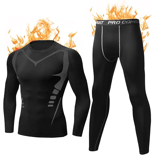 UNIQUEBELLA Set Di Biancheria Intima Termica Uomo, Maglia A Maniche Lunghe In Pile Ad Asciugatura Rapida