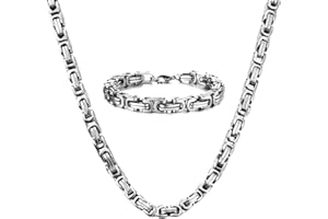 JENCVNL Königskette Armband für Herren, 4/5/6/7/8mm Edelstahl Silber Königskette Armband Halskette Wikinger Kette Hip Hop Punk Männer Jungen, Länge 51/56/61/66cm