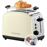 Russell Hobbs Ekmek kızartma makinesi [2 dilim i&ccedil;in] Colours Plus Inox krem (ekstra geniş yuvalar, 6 kademeli hızlı kızartma,