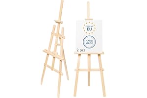 AMAZINGGIRL Staffelei Holz groß 2-er SET 180 cm - Hochzeit Leinwand Ständer höhenverstellbar Staffeleien für Maler Feldstaffelei Holzstaffelei für Kinder und Erwachsene Buchenholz Stafeleiset