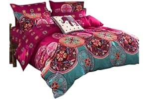 LOUSSIESD Boho sypialnia super king południowo-zachodni indyjski zestaw pościeli nadruk dekoracja boho nowość poszewka na kołdrę z 2 poszewkami na poduszki miękka mikrofibra egzotyczny styl narzuta na łóżko